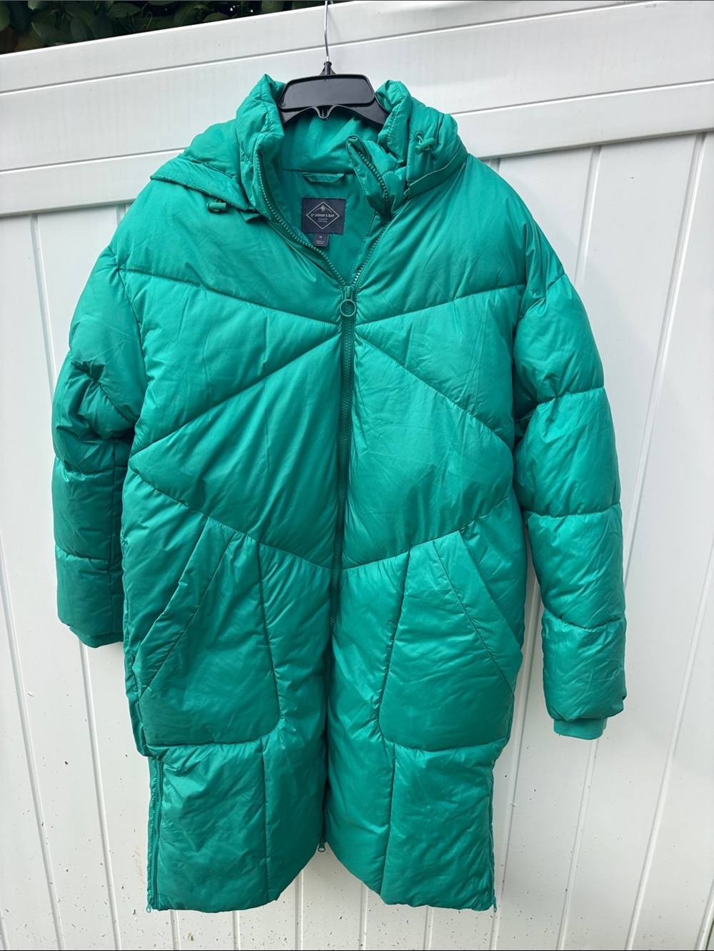 St. John's Bay Teal Green Long Puffer Coat with Hood